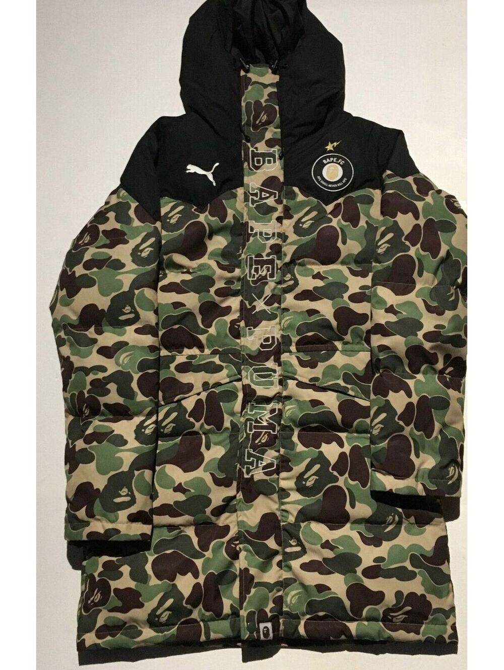 Bape Puma camo heavy coat down jacket